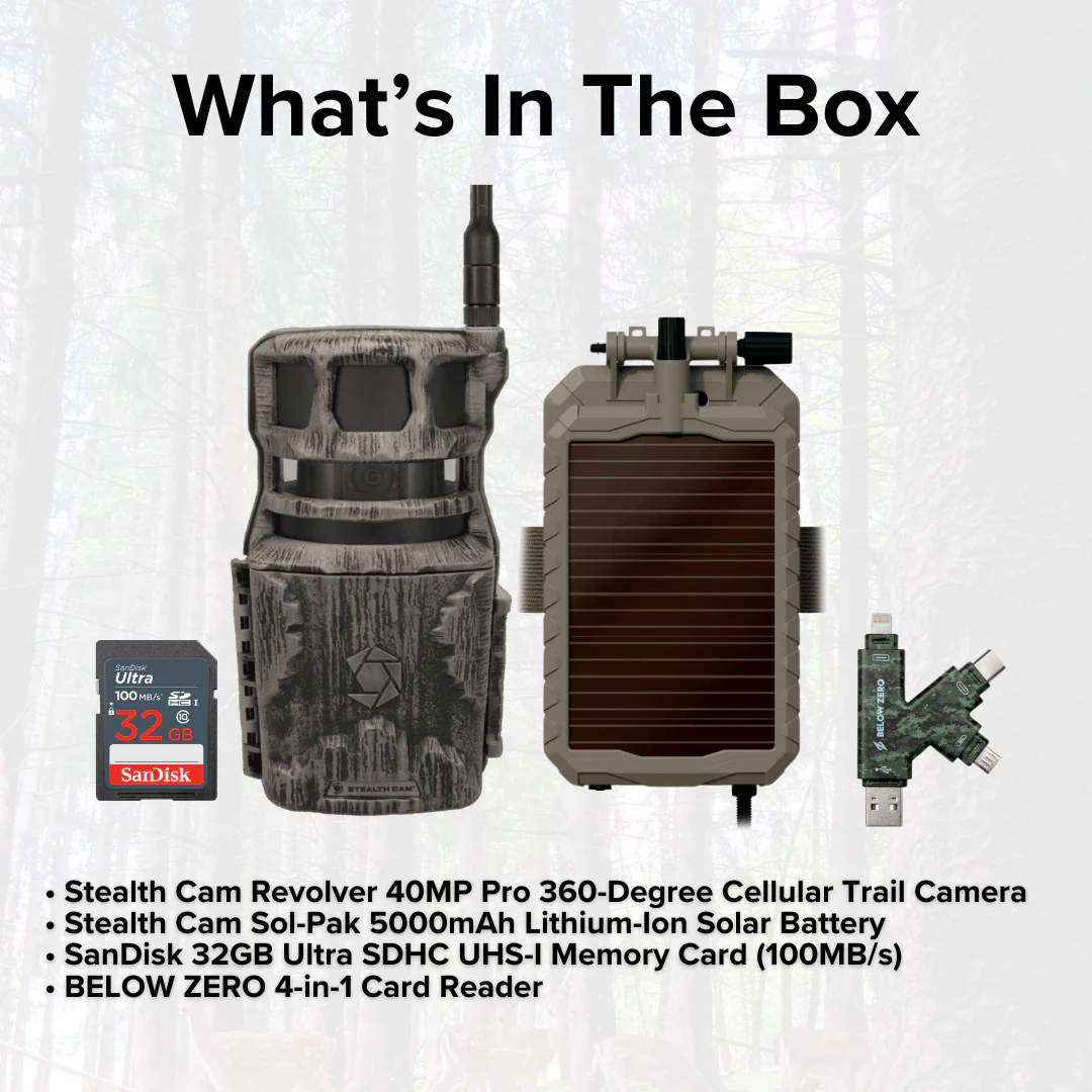 Stealth Cam Revolver Pro Trail Camera with Solar Battery Pack, Memory Card, and Card Reader Bundle - Image 7