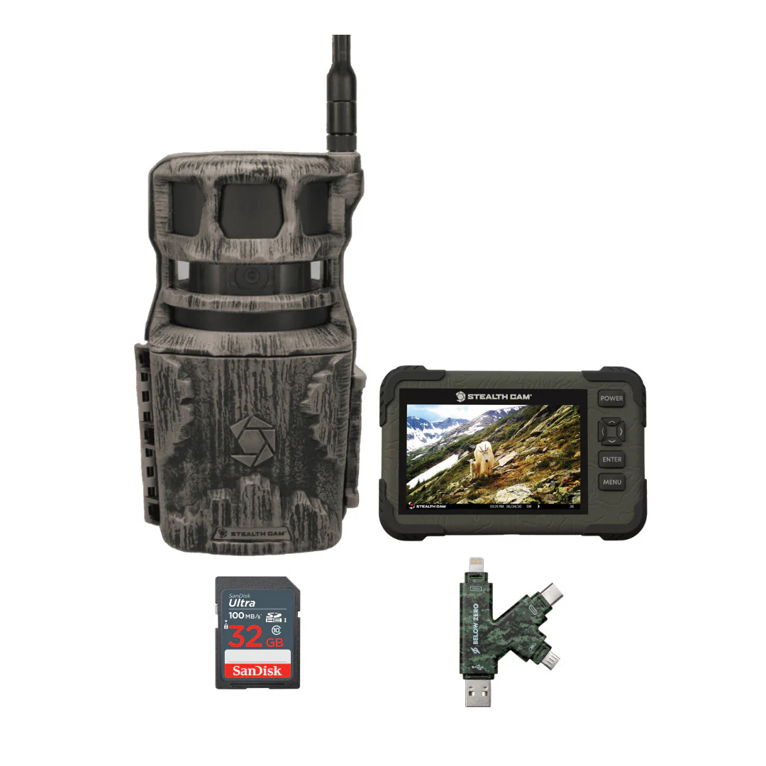 Stealth Cam Revolver 40MP Pro 360 Degree Cellular Trail Camera with SD Card Reader Bundle