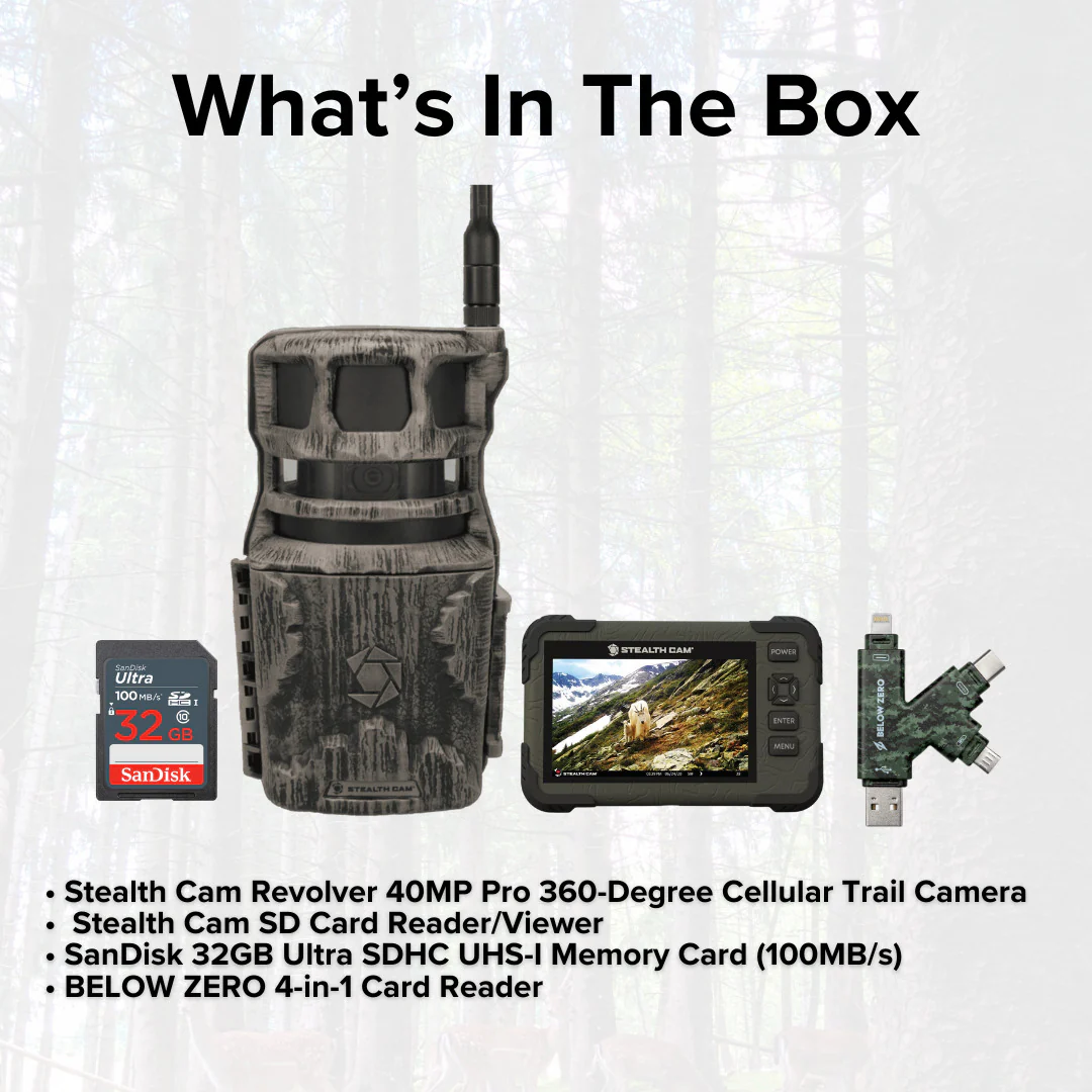 Stealth Cam Revolver 40MP Pro 360 Degree Cellular Trail Camera with SD Card Reader Bundle - Image 7