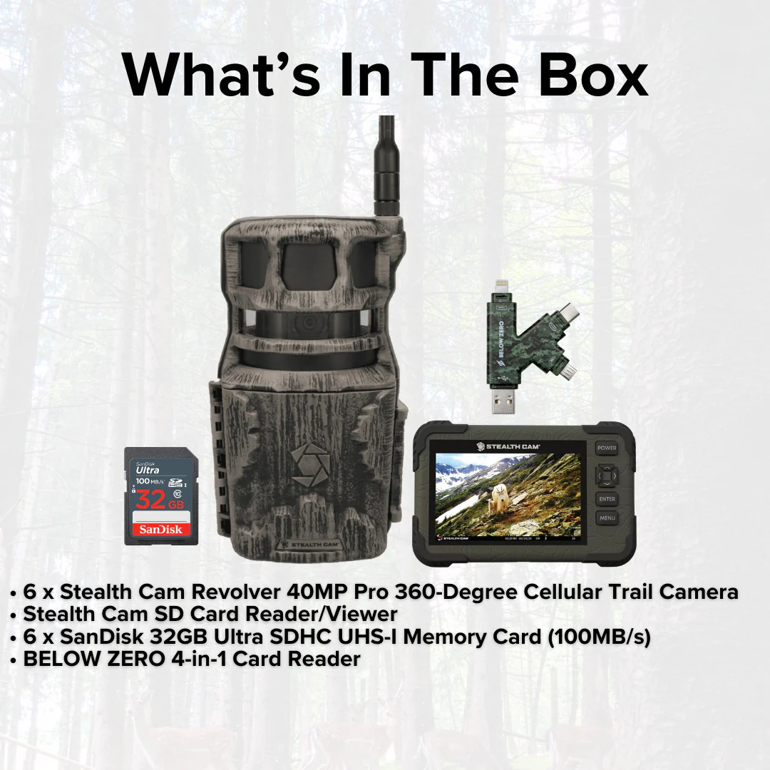 Stealth Cam Revolver 40MP Pro 360 Degree Cellular Trail Camera with SD Card Reader (6-Pack) Bundle - Image 7