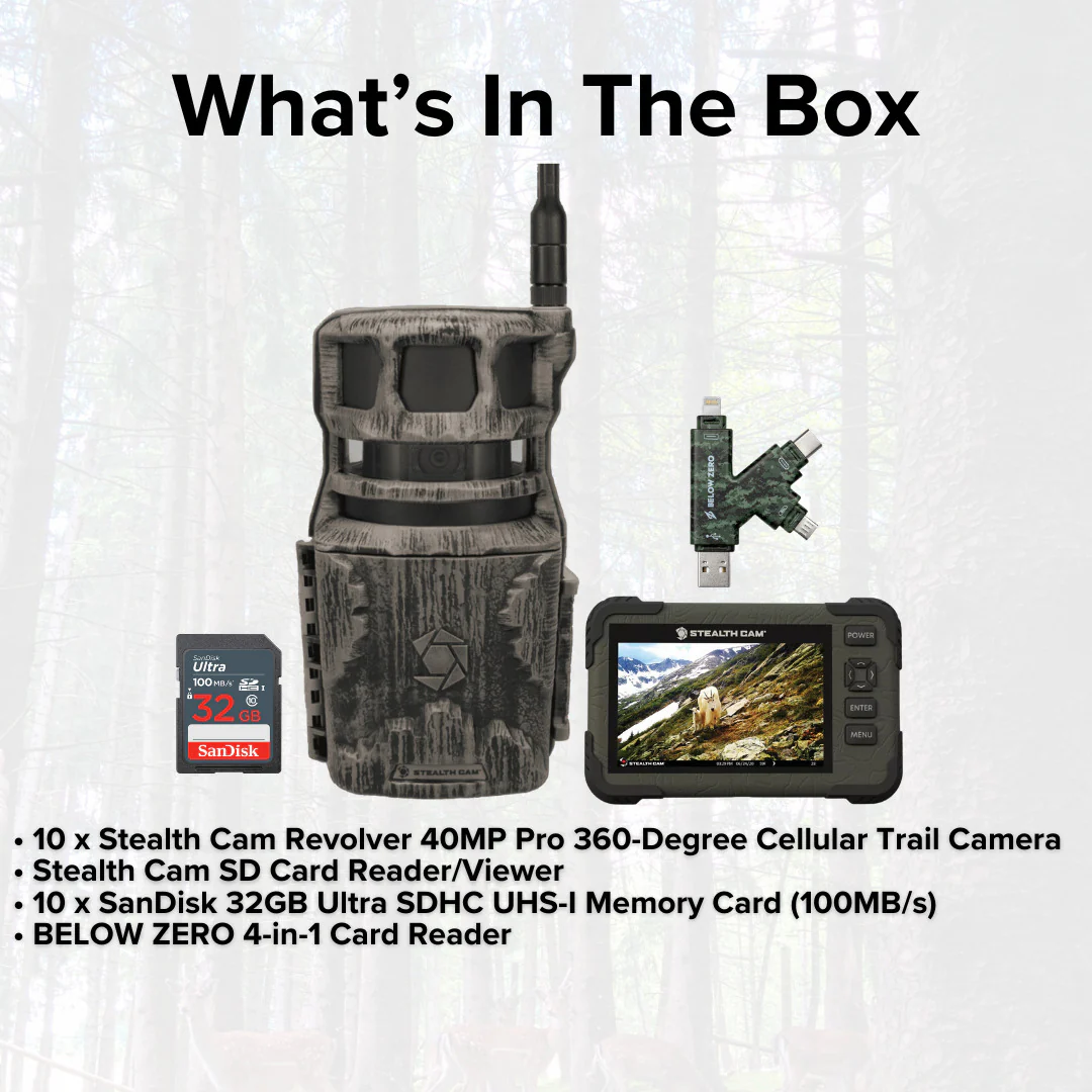 Stealth Cam Revolver 40MP Pro 360 Degree Cellular Trail Camera with SD Card Reader (10-Pack) Bundle - Image 7
