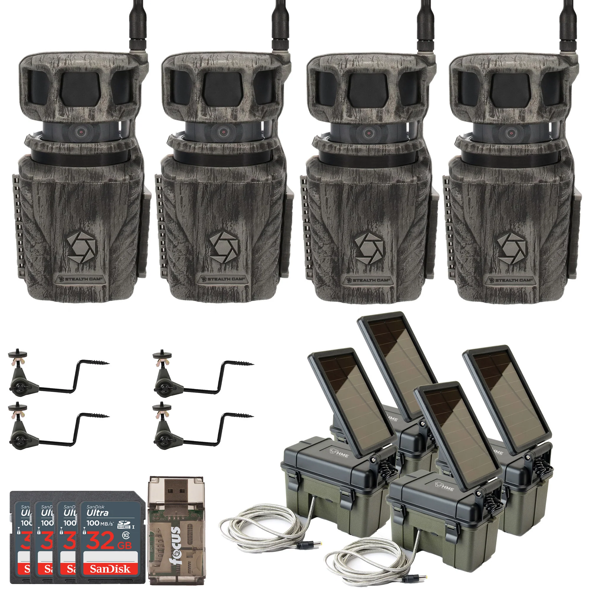 Stealth Cam Revolver 36MP 360-Degree Cellular Trail Camera with Threaded Mount (4-Pack) Bundle
