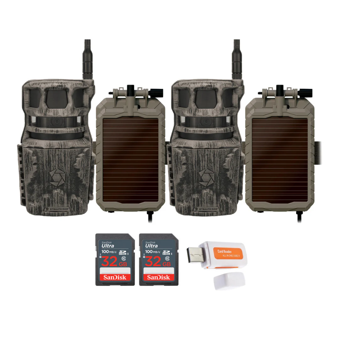 Stealth Cam Revolver 36MP 360-Degree Cellular Trail Camera (2-Pack) with Solar Power Panel Bundle