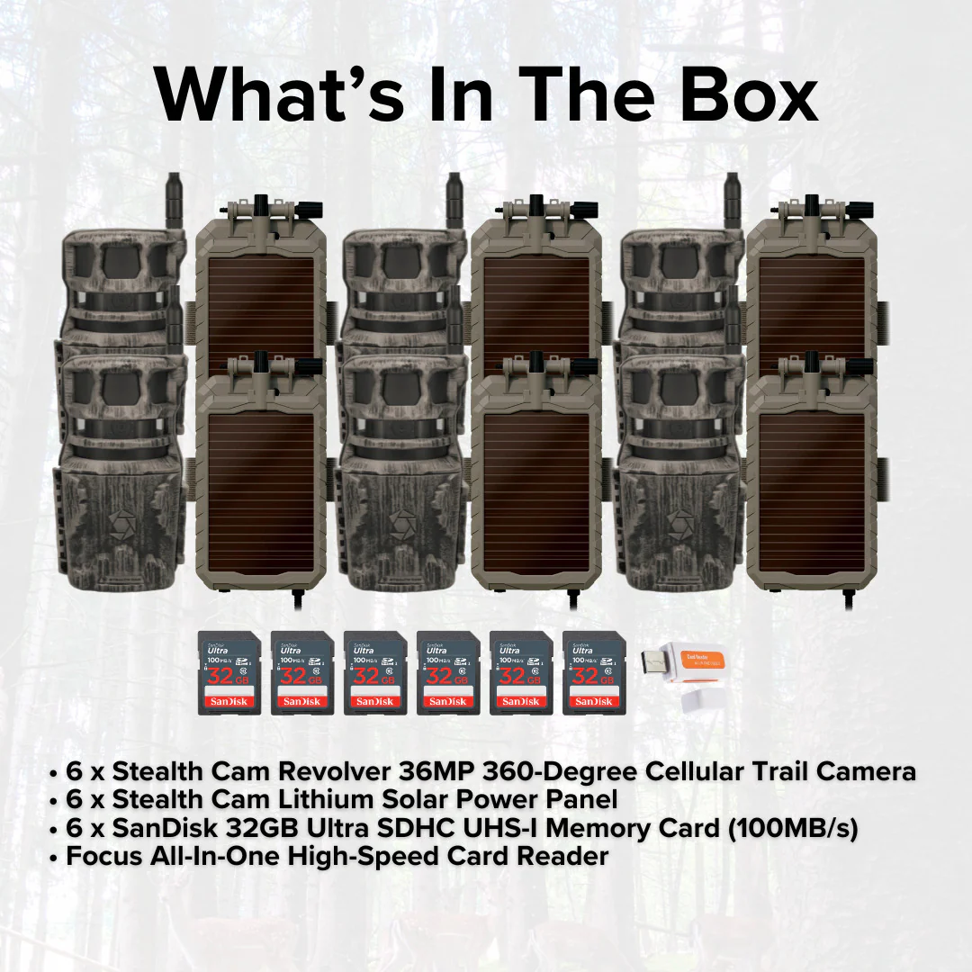 Stealth Cam Revolver 36MP 360-Degree Cellular Trail Camera (6-Pack) with Solar Power Panel Bundle - Image 6