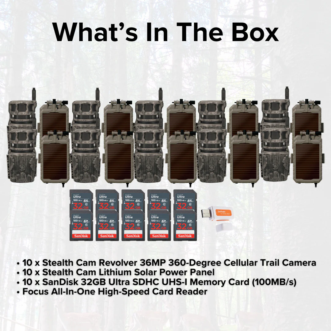 Stealth Cam Revolver 36MP 360-Degree Cellular Trail Camera (10-Pack) with Solar Power Panel Bundle - Image 6