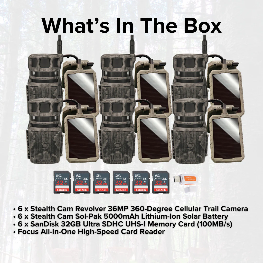 Stealth Cam Revolver 36MP 360-Degree Cellular Trail Camera with 1/4-Inch Mount (6-Pack) Bundle - Image 6