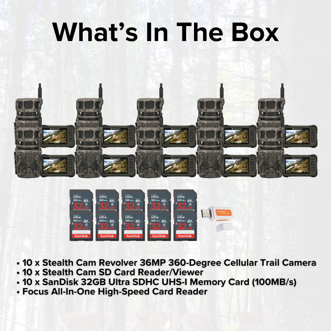 Stealth Cam Revolver 36MP 360-Degree Cellular Trail Camera with 1/4-Inch Mount (10-Pack) Bundle - Image 7