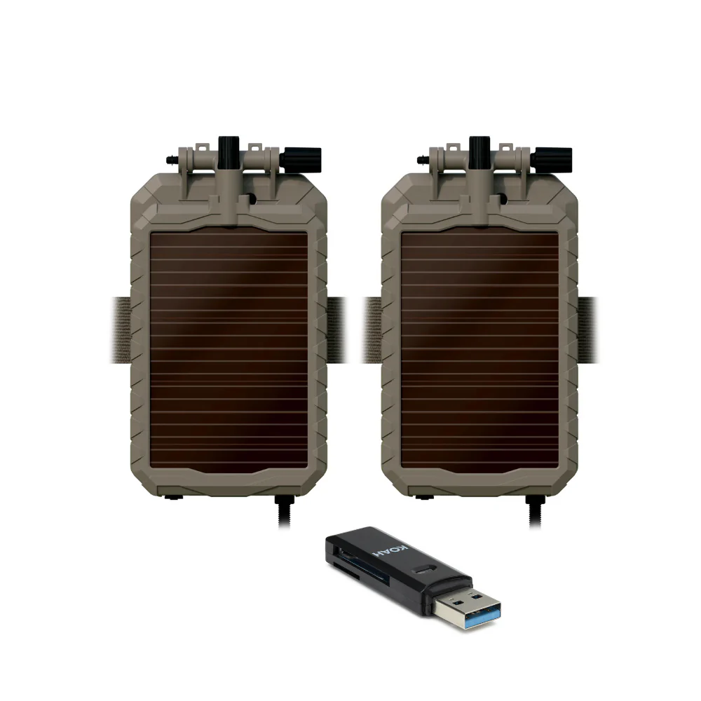 Stealth Cam Sol-Pak 12V Solar Battery (2 Pack) Bundle with Memory Card Reader