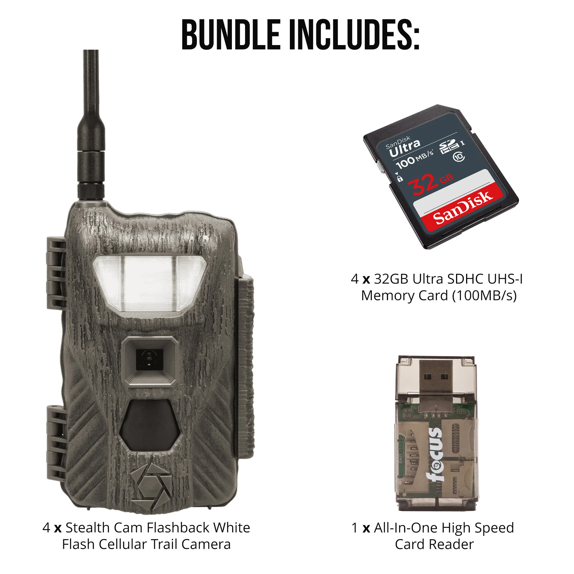 Stealth Cam Flashback White Flash Cellular Trail Camera 4-Pack with Four 32GB Cards and Card Reader - Image 6