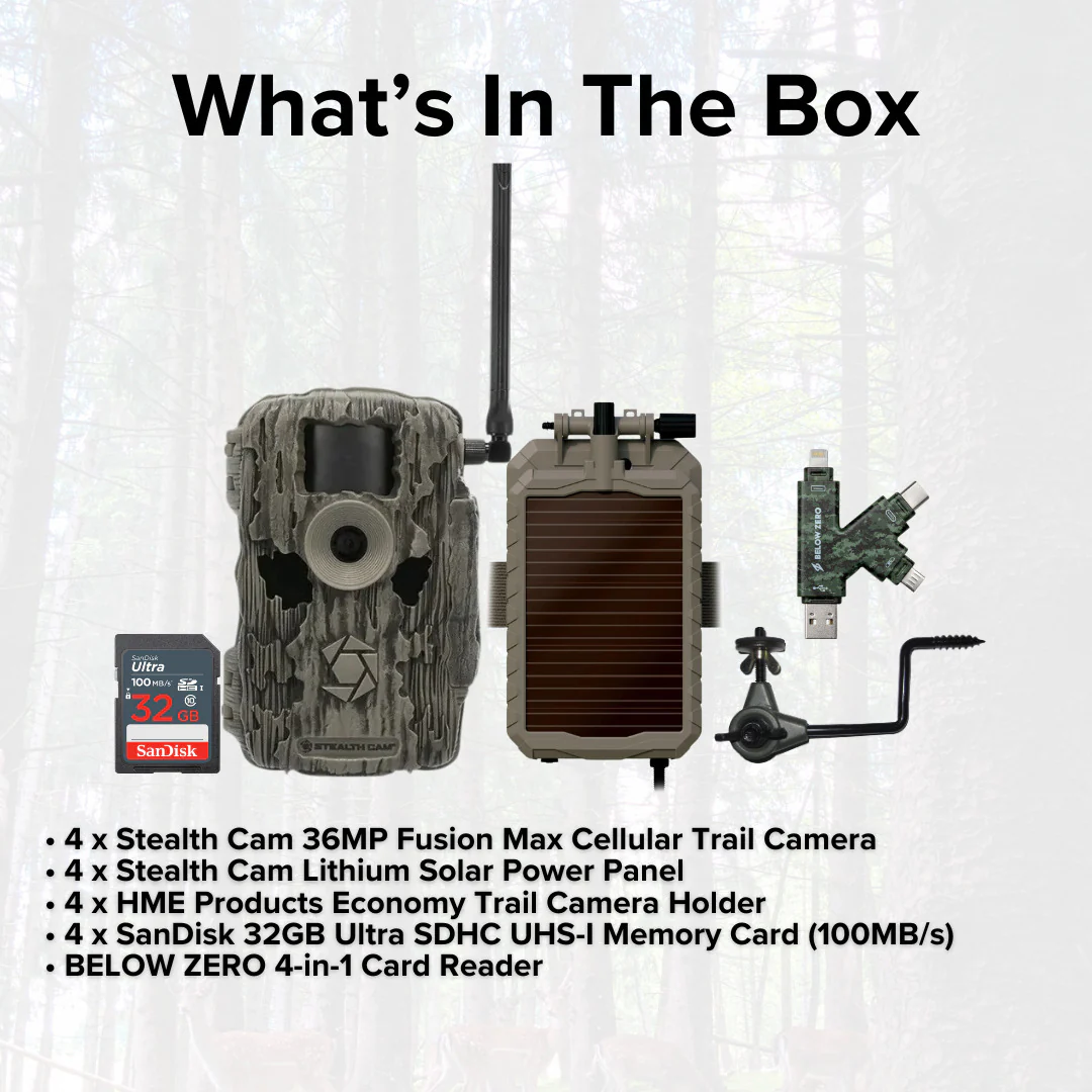Stealth Cam 36MP Fusion Max Cellular Trail Camera with Lithium Solar Power Panel Bundle (4-Pack) - Image 6