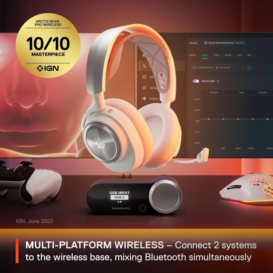 SteelSeries Arctis Nova Pro Wireless Multi-System Gaming Headset for PC and PlayStation (White) - Image 5