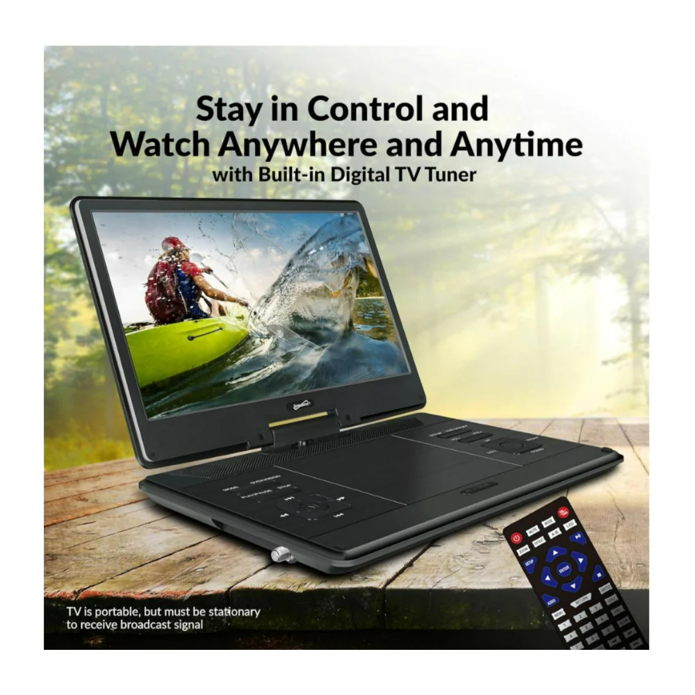 Supersonic SC-2514 14-Inch Widescreen LED DVD Player with 270-Degree Swivel Design (Black) - Image 7