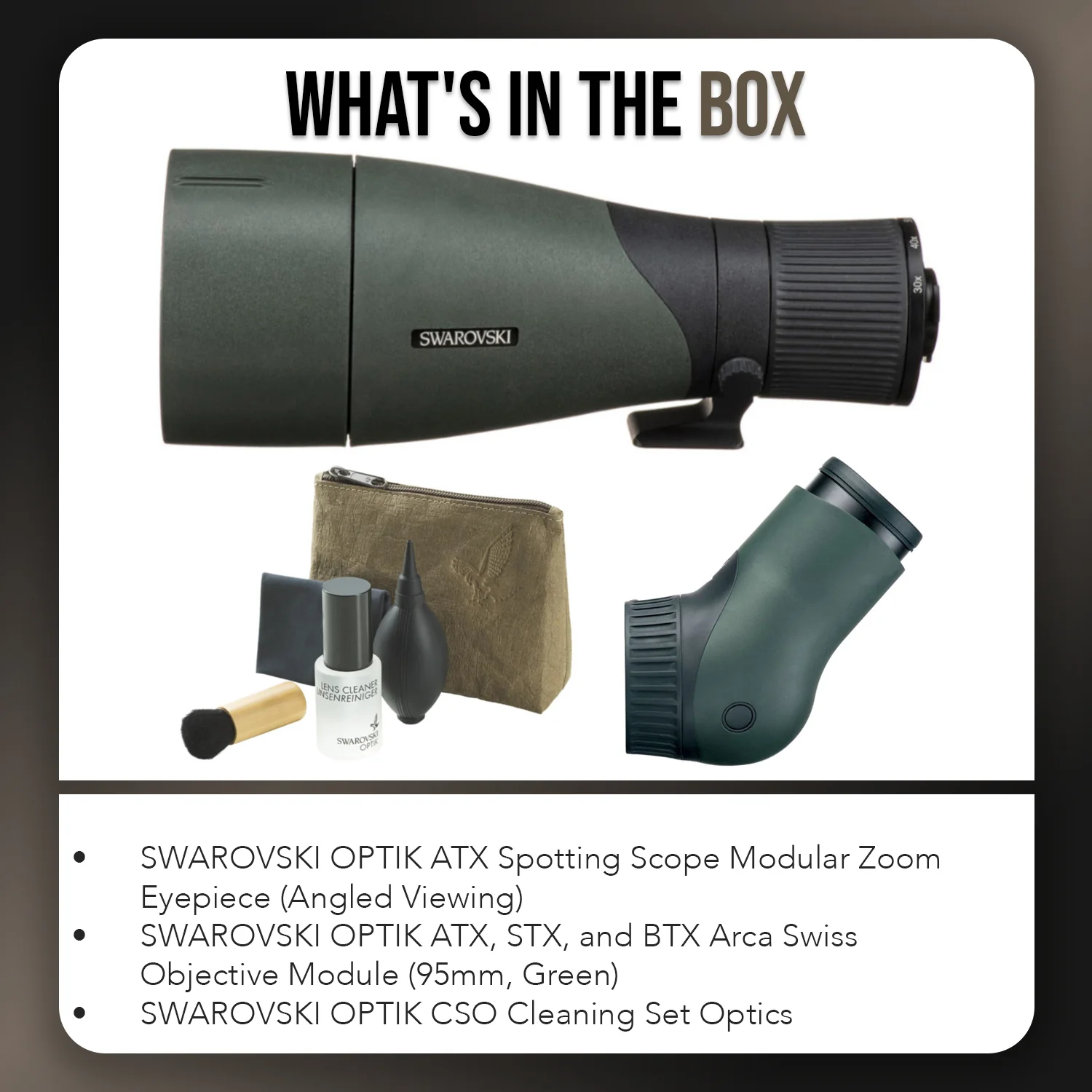 Swarovski ATX Spotting Scope with 95mm modular Objective & Cleaning Kit (Angled) - Image 7