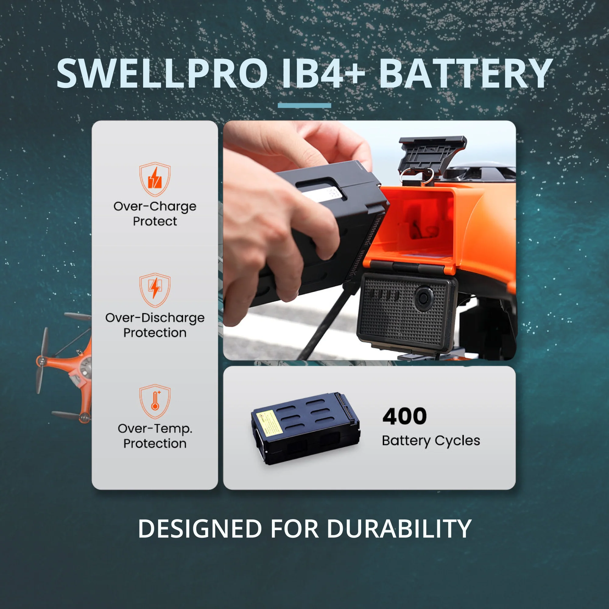 SwellPro IB4+ 4500mAh Intelligent Battery for SplashDrone 4 Plus (SD4+) Drone - Image 4