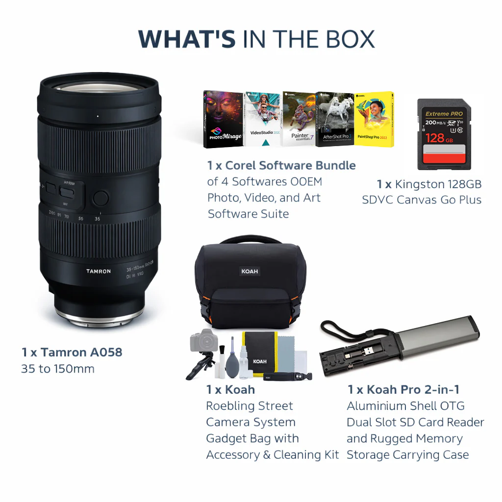 Tamron A058 35 to 150mm F2 to 2.8 Di III VXD Mirrorless Zoom Lens with Camera Gadget Bag Bundle - Image 8