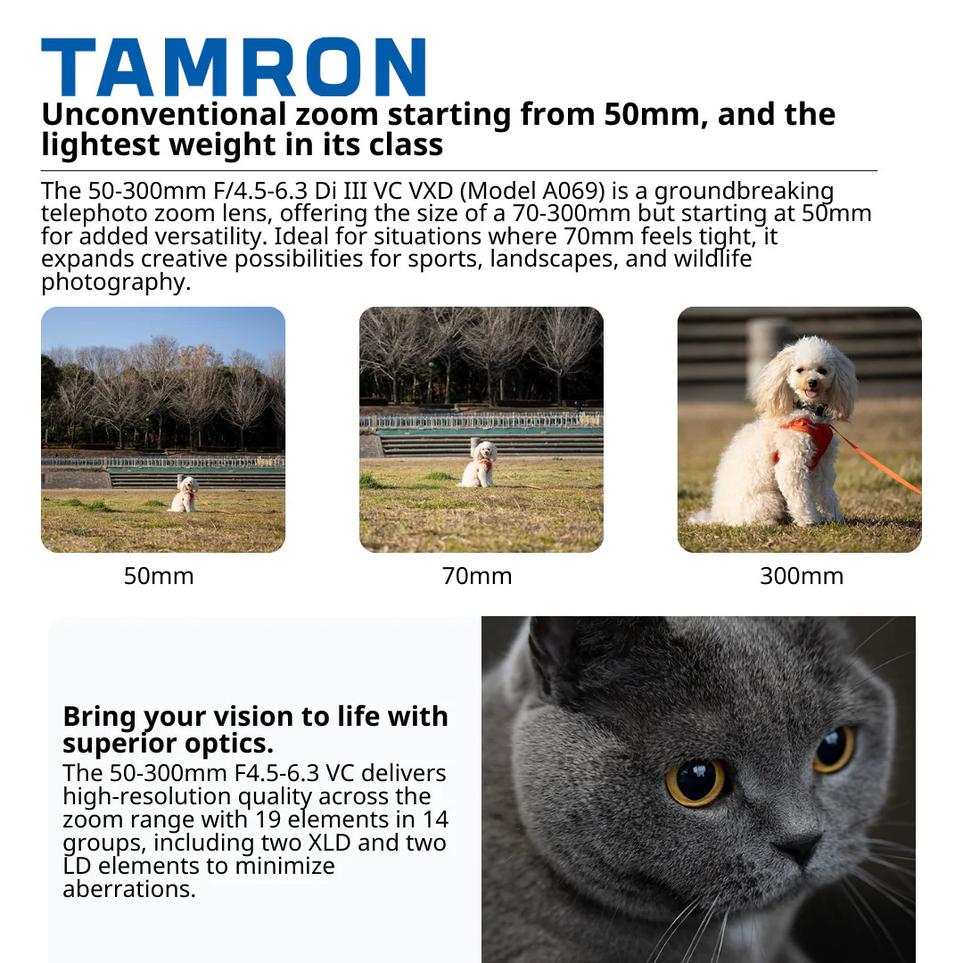 Tamron 50-300mm f/4.5-6.3 Di III VC VXD Lens (Sony E) with Gadget Bag and Filter Set Bundle - Image 3
