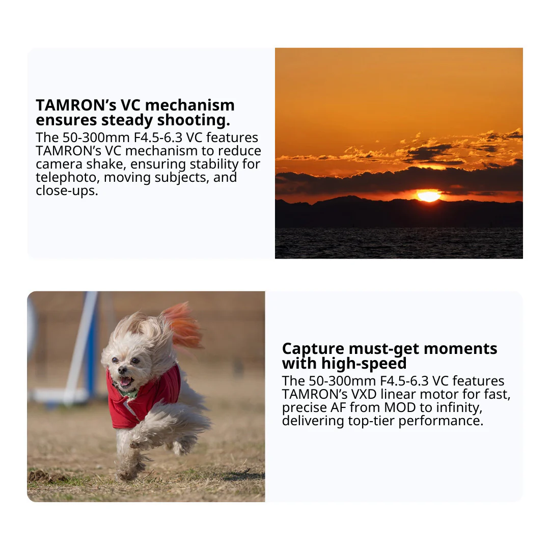 Tamron 50-300mm f/4.5-6.3 Di III VC VXD Lens (Sony E) with Gadget Bag and Filter Set Bundle - Image 4