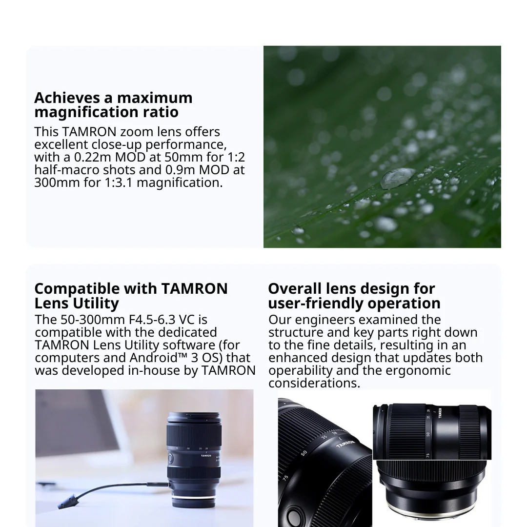 Tamron 50-300mm f/4.5-6.3 Di III VC VXD Lens (Sony E) with Gadget Bag and Filter Set Bundle - Image 5