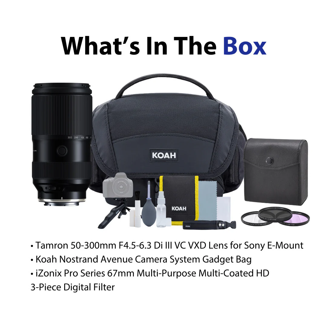 Tamron 50-300mm f/4.5-6.3 Di III VC VXD Lens (Sony E) with Gadget Bag and Filter Set Bundle - Image 6