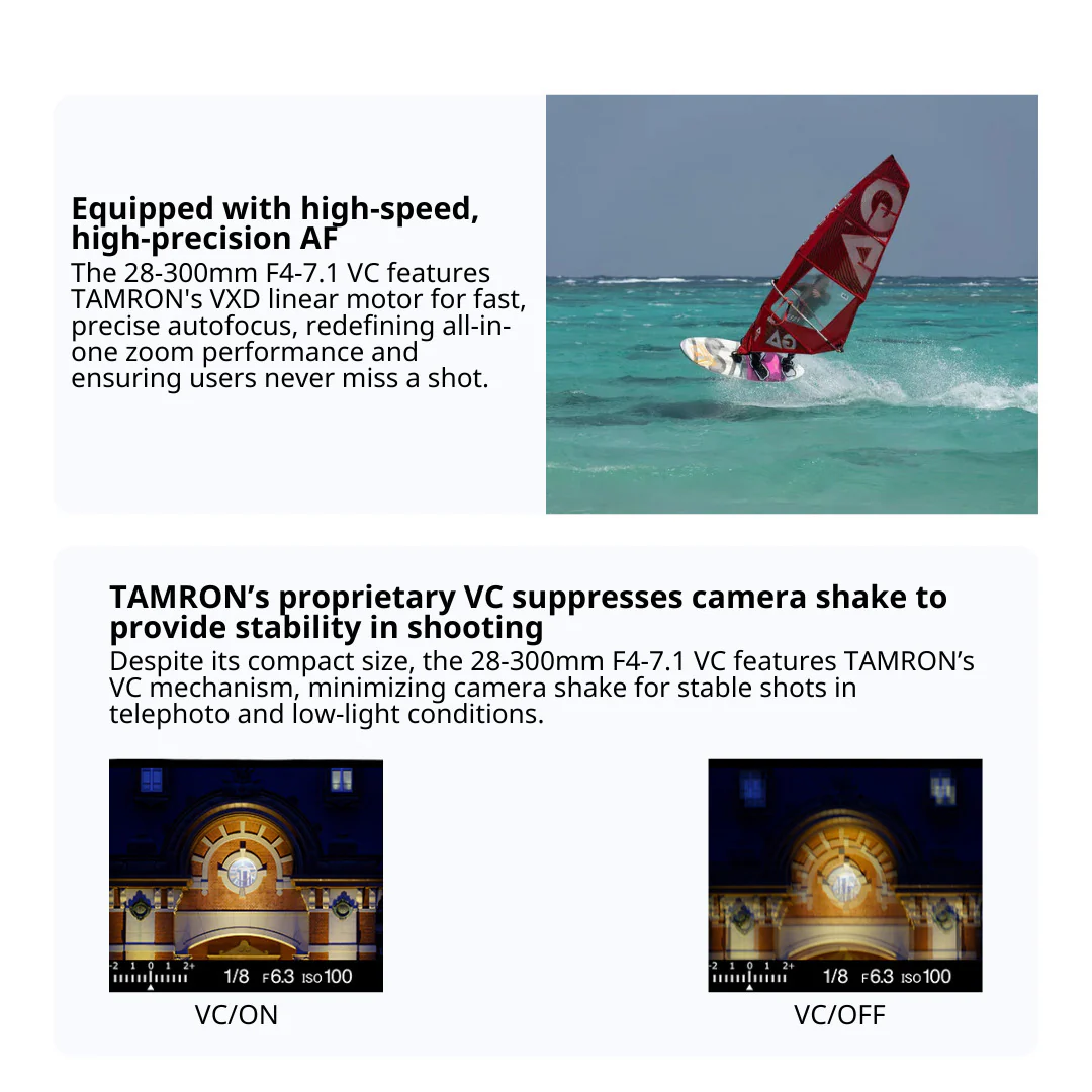 Tamron 28-300mm F/4-7.1 Di III VC VXD for Sony E-Mount (Model A074S) with Bag and Lens Filter Bundle - Image 5
