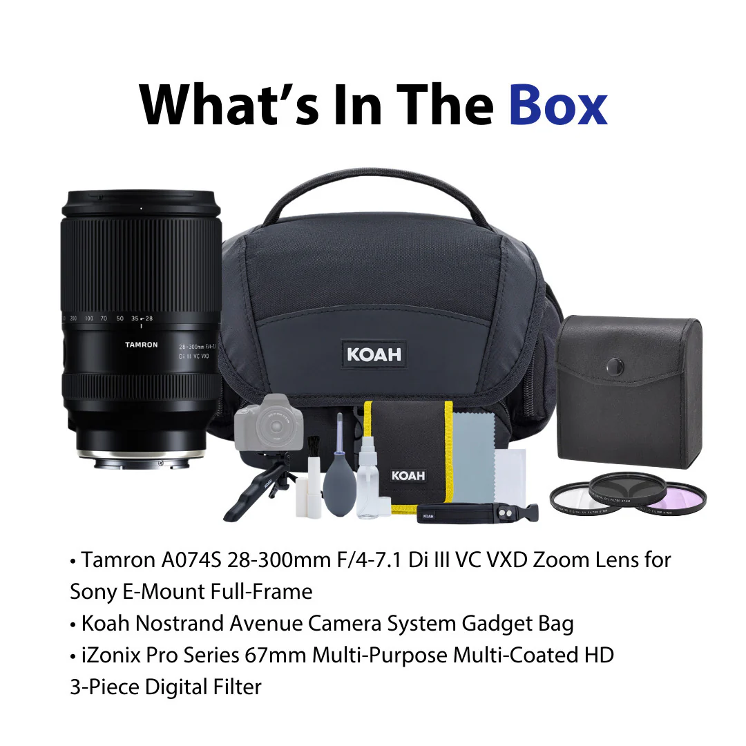 Tamron 28-300mm F/4-7.1 Di III VC VXD for Sony E-Mount (Model A074S) with Bag and Lens Filter Bundle - Image 6