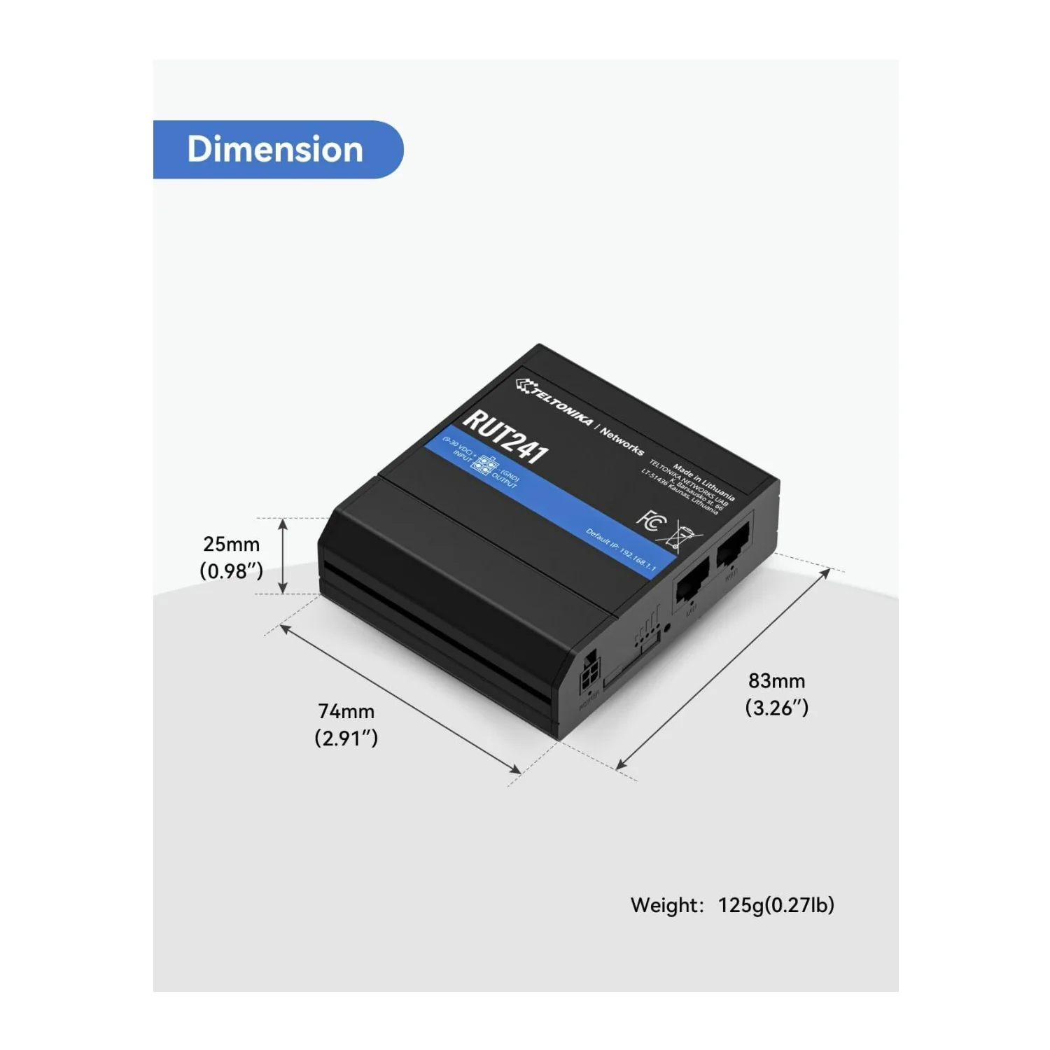Teltonika RUT241 Industrial 4G LTE Cellular Router for IoT and M2M Uses with Wi-Fi Access (Black) - Image 4