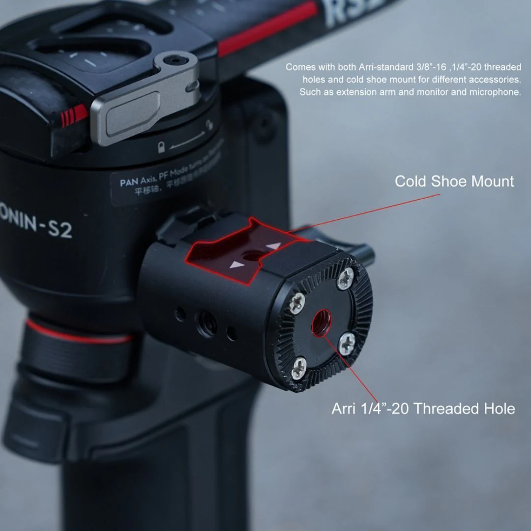 Tilta Right-Side NATO Rail to Rosette Adapter with Cold Shoe Receiver for DJI Gimbal (Black) - Image 6