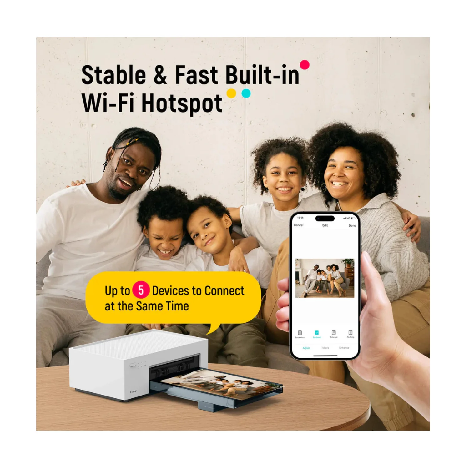 Liene M100 4x6 In Full-Color Instant Photo Printer with 20 Sheets & 1 Cartridge - Image 6
