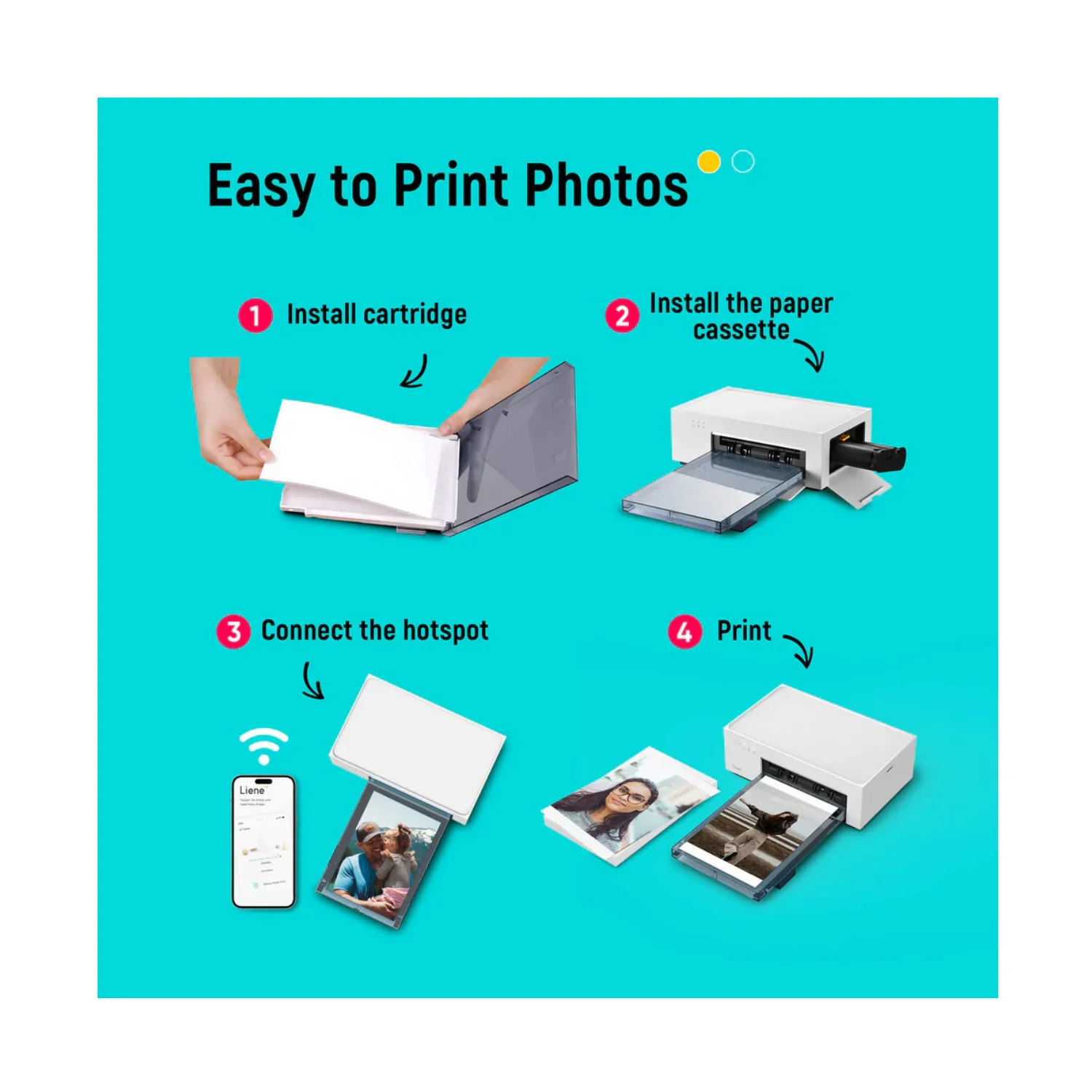 Liene M100 4x6 In Full-Color Instant Photo Printer with 20 Sheets & 1 Cartridge - Image 8