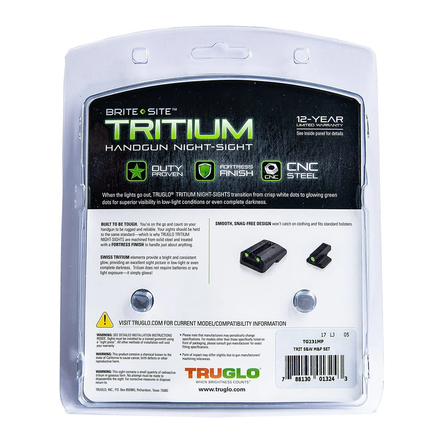 TruGlo Tritium Smith and Wesson M and P 1x Magnification Night Sights (Black) - Image 6