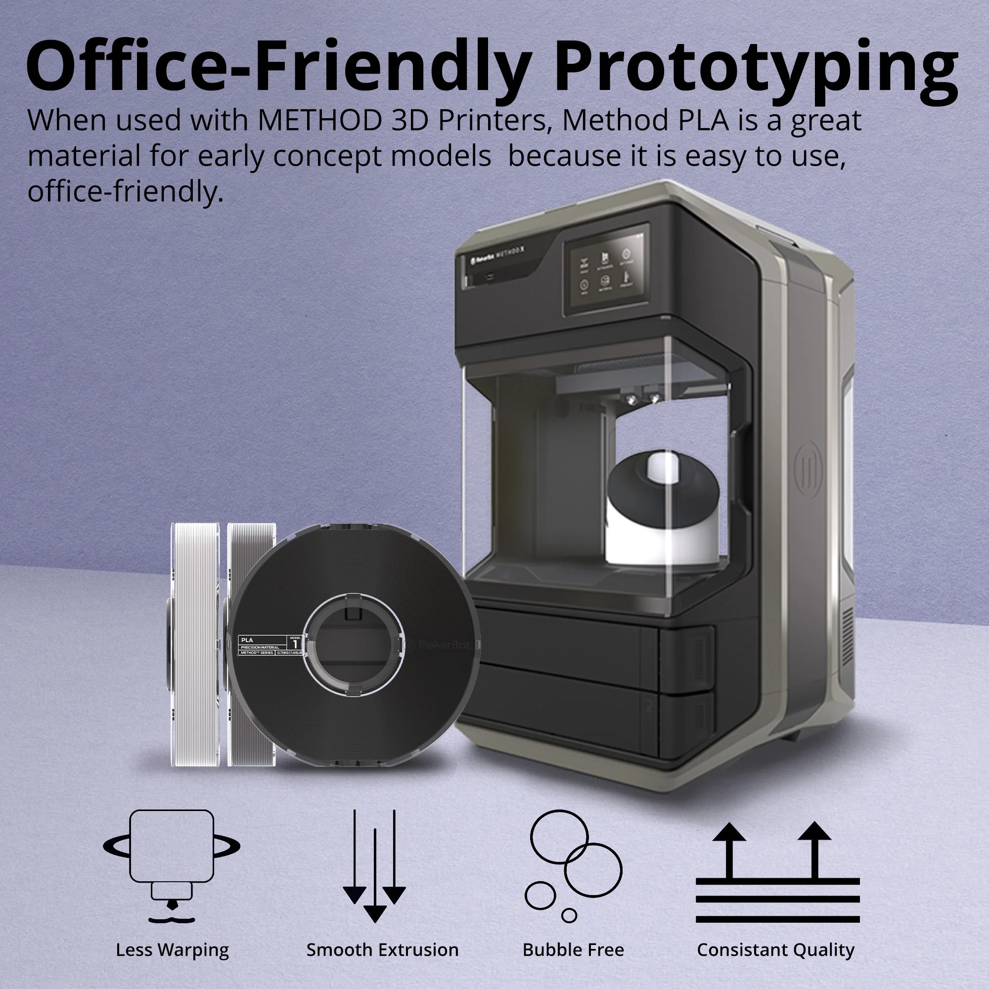 MakerBot 375-0016A METHOD PLA 3D Printing Filament Spool True White - Image 3