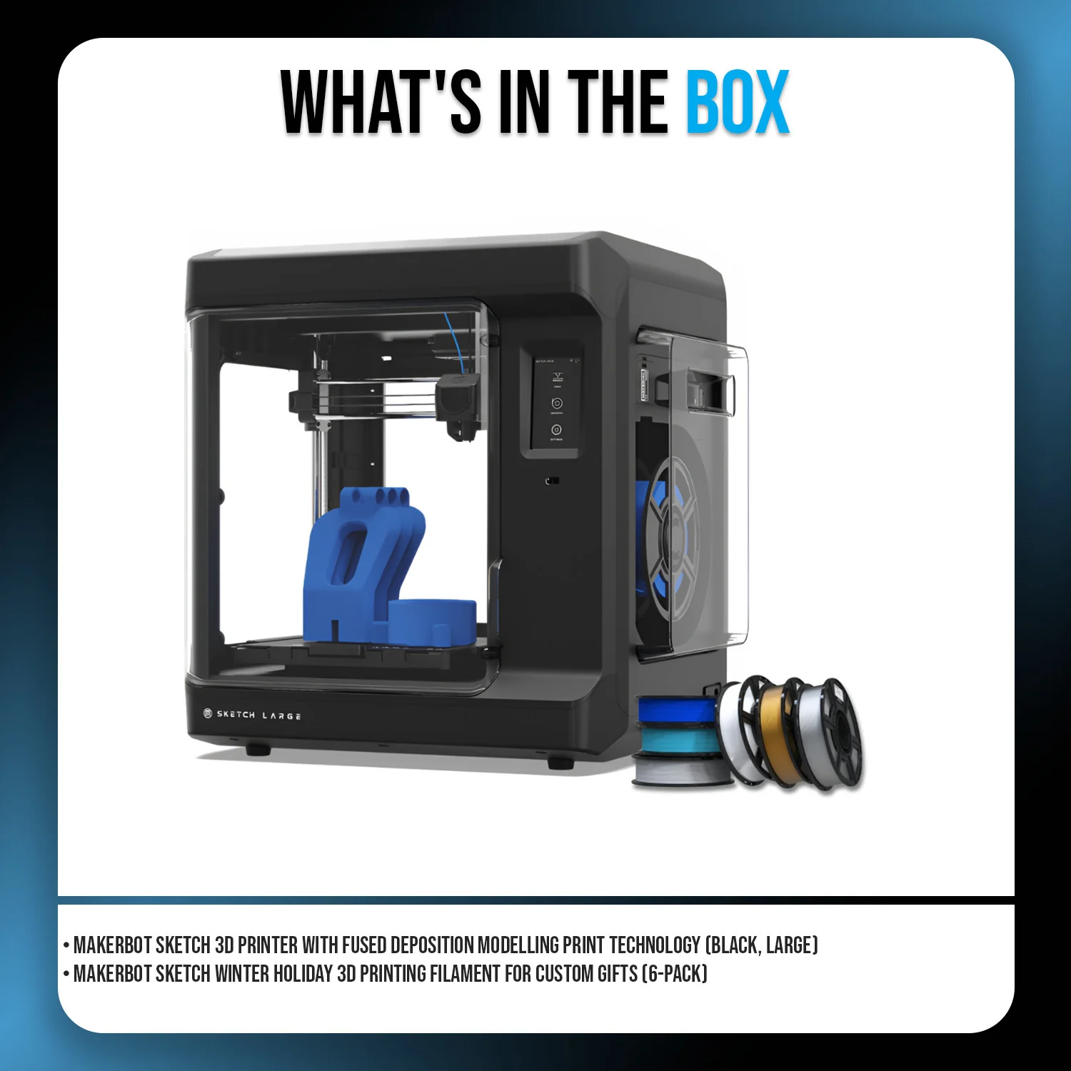 MakerBot Sketch 3D Printer (Black, Large) and Winter Holiday Filament (6-Pack) Bundle - Image 7