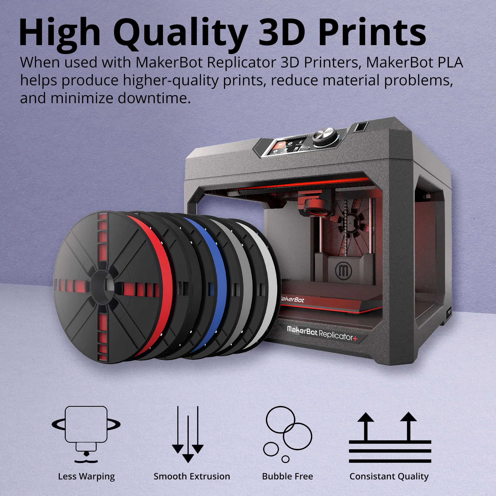 MakerBot PLA 3D Printing Filament Large Spool for Replicator+ and 5th Gen 3D Printers (True Red) - Image 2