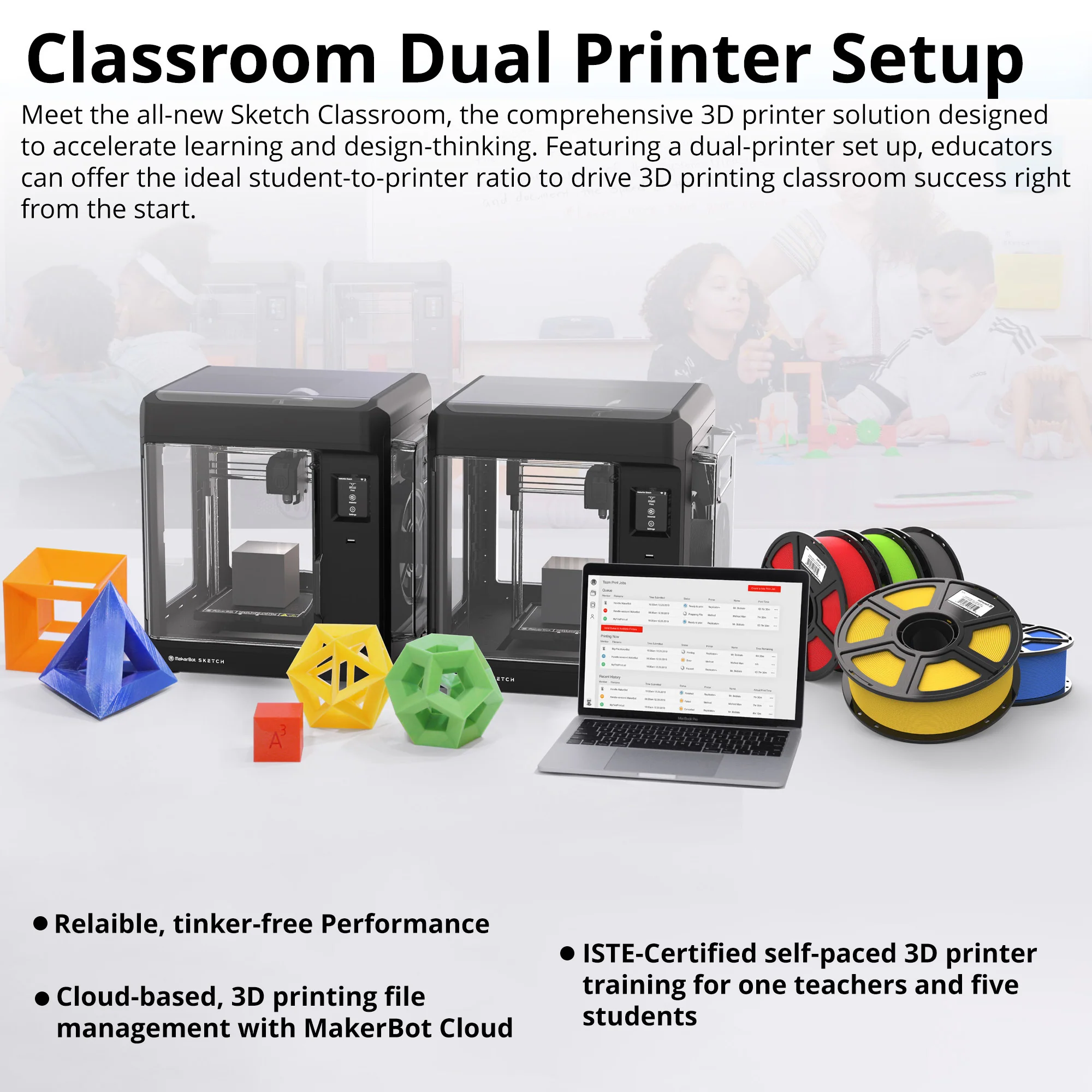 MakerBot Sketch Classroom Printer Setup with Lesson Plans and Software Bundle (Black, 2-Pack) - Image 2