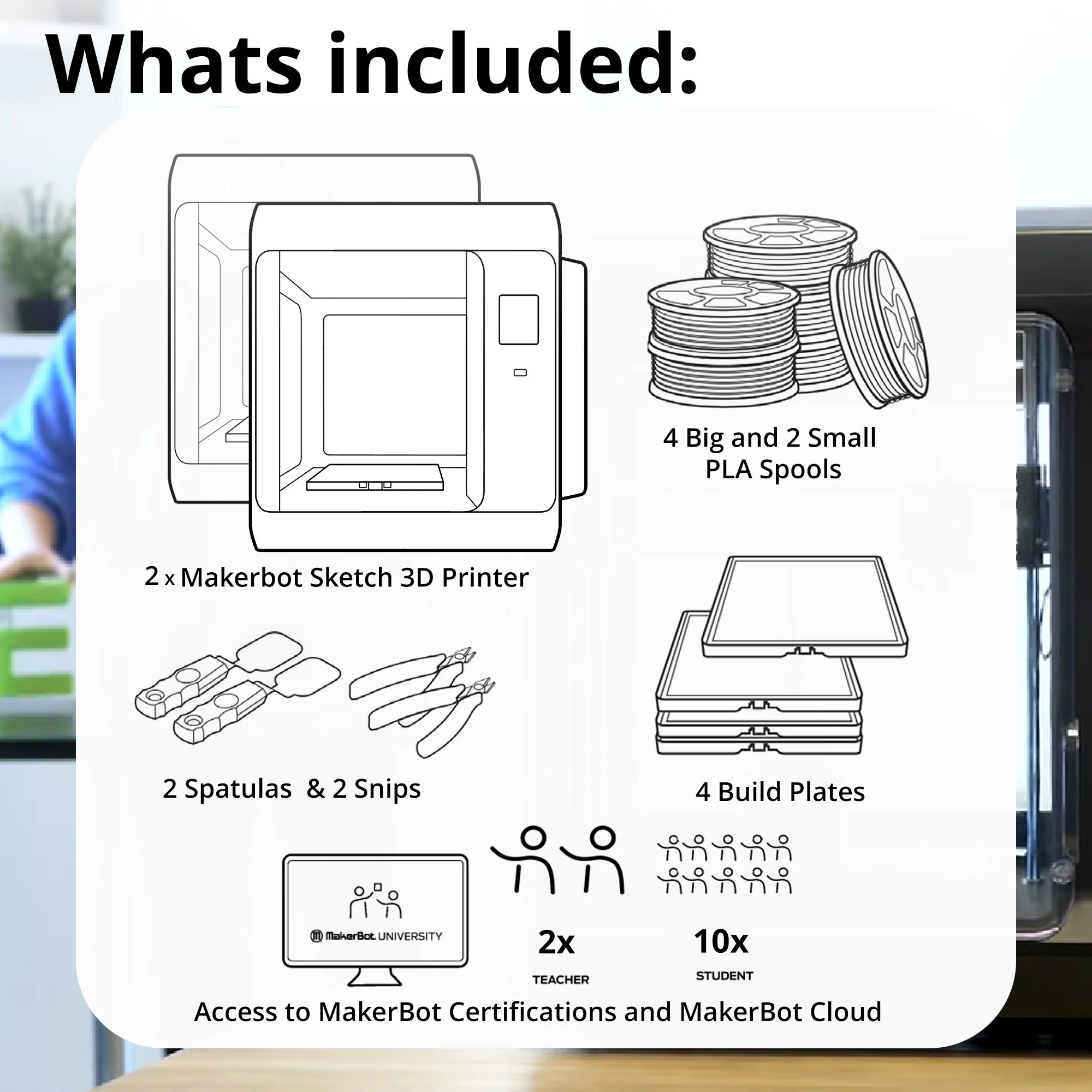 MakerBot Sketch Classroom Printer Setup with Lesson Plans and Software Bundle (Black, 2-Pack) - Image 5