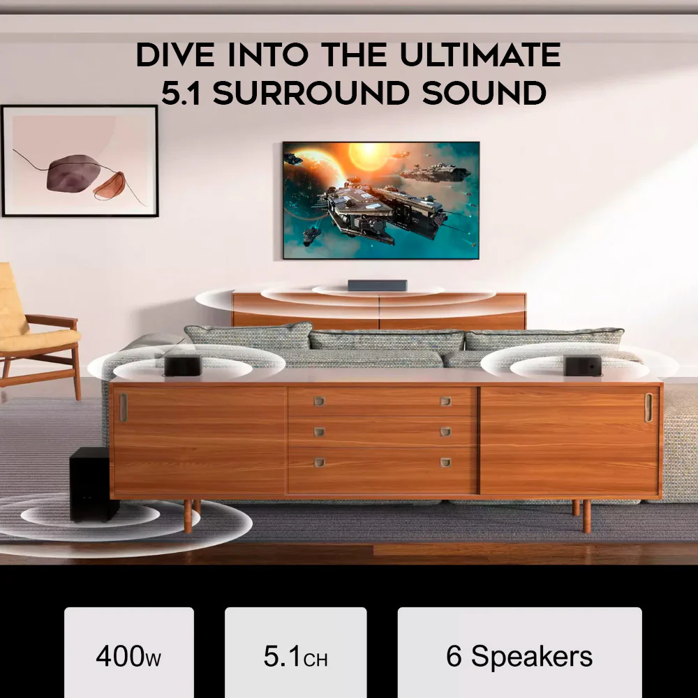 Ultimea Poseidon D50 5.1 Soundbar with (2-pack) 6 Ft. HDMI Cables bundle - Image 5