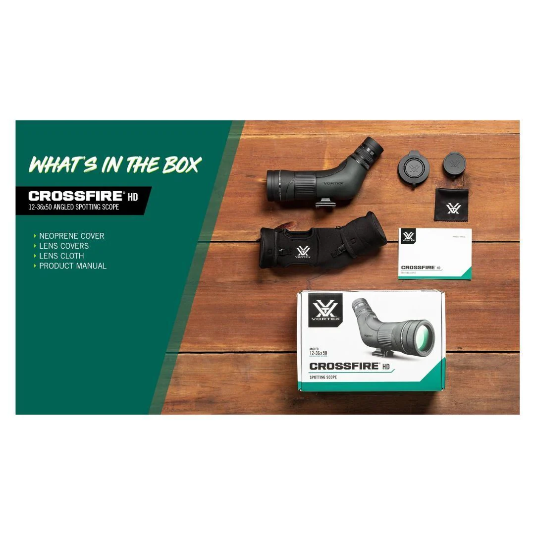Vortex Crossfire HD Angled Spotting Scope with 12-36x Magnification, 50mm Objective Lens Diameter - Image 7