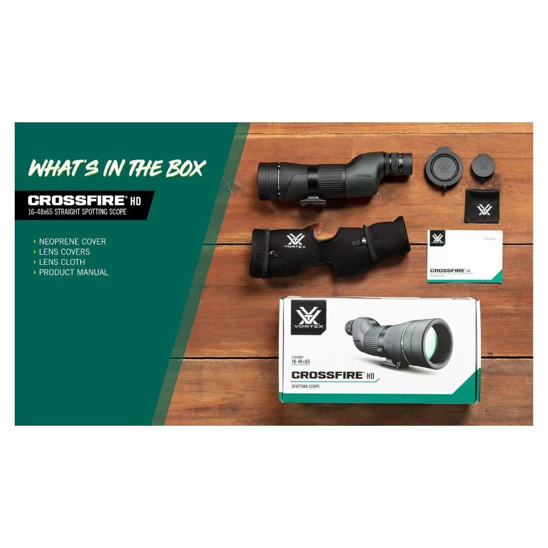 Vortex Crossfire HD Straight Spotting Scope with 16-48x Magnification, 65mm Objective Lens Diameter - Image 7