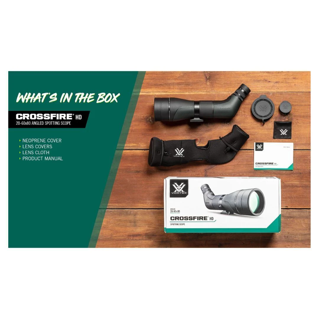 Vortex Crossfire HD Angled Spotting Scope with 20-60x Magnification, 80mm Objective Lens Diameter - Image 7