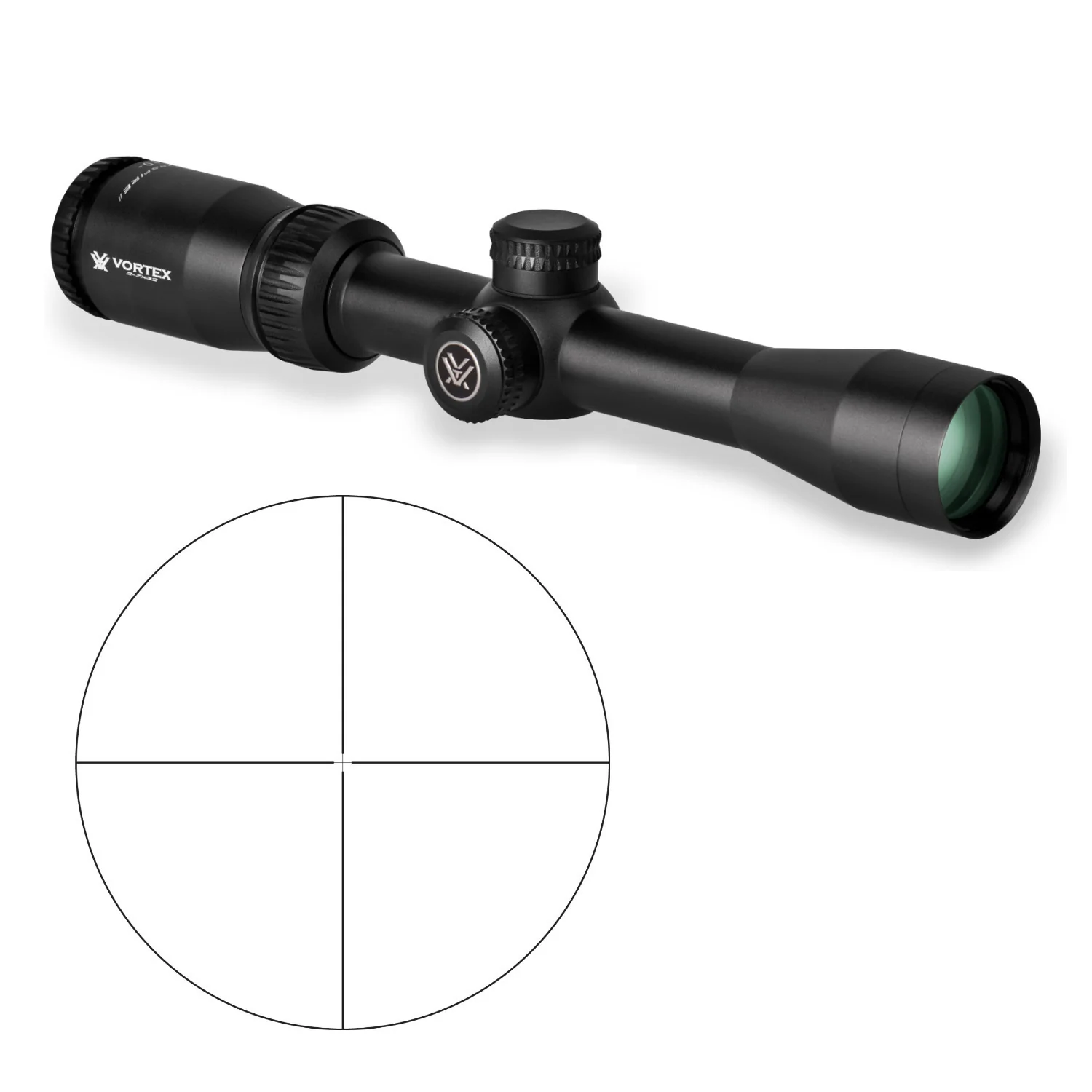 Vortex Crossfire II 2-7x32 Riflescope (V-Plex MOA Reticle) with1-inch Riflescope Rings and Hat - Image 2