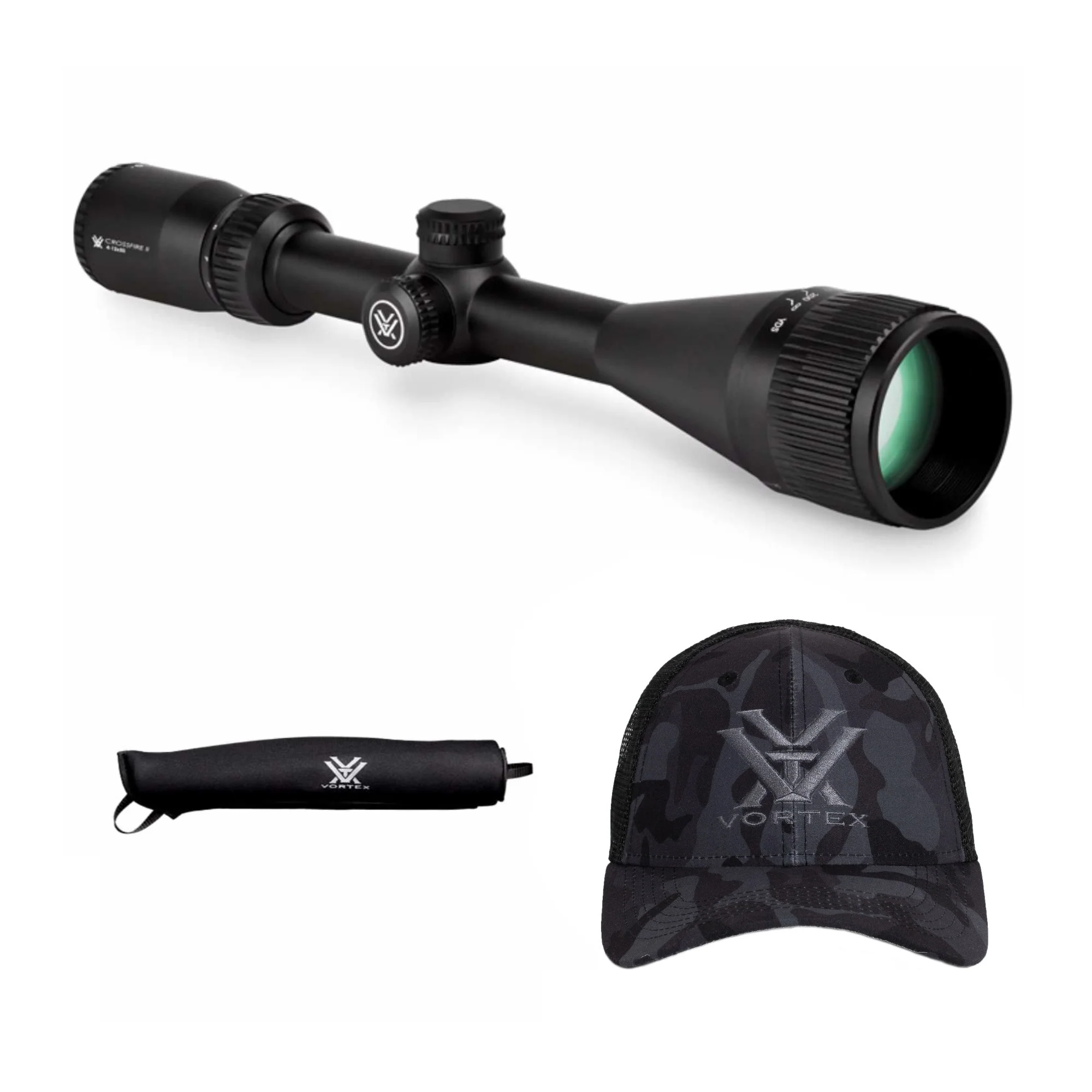 Vortex Crossfire II 4-12x50 AO Dead-Hold BDC Reticle Riflescope with Vortex Cap and Cover Bundle