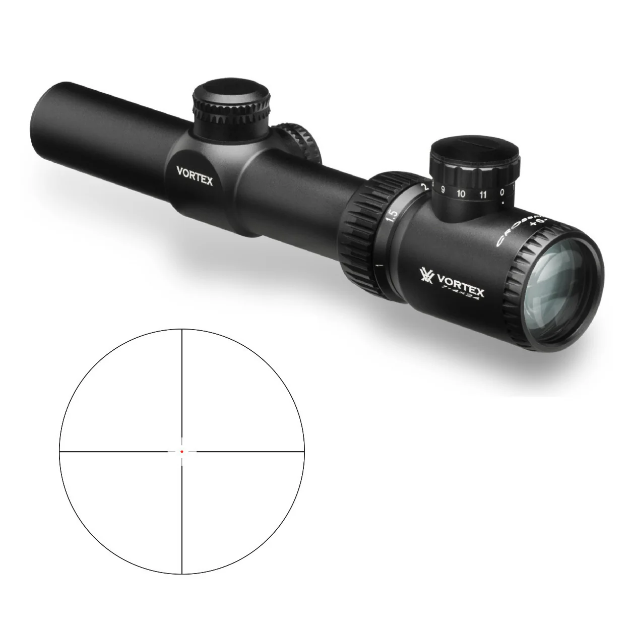 Vortex Crossfire II 1-4x24 Riflescope (V-Brite MOA Reticle) With 30mm Riflescope Mount and Hat - Image 5