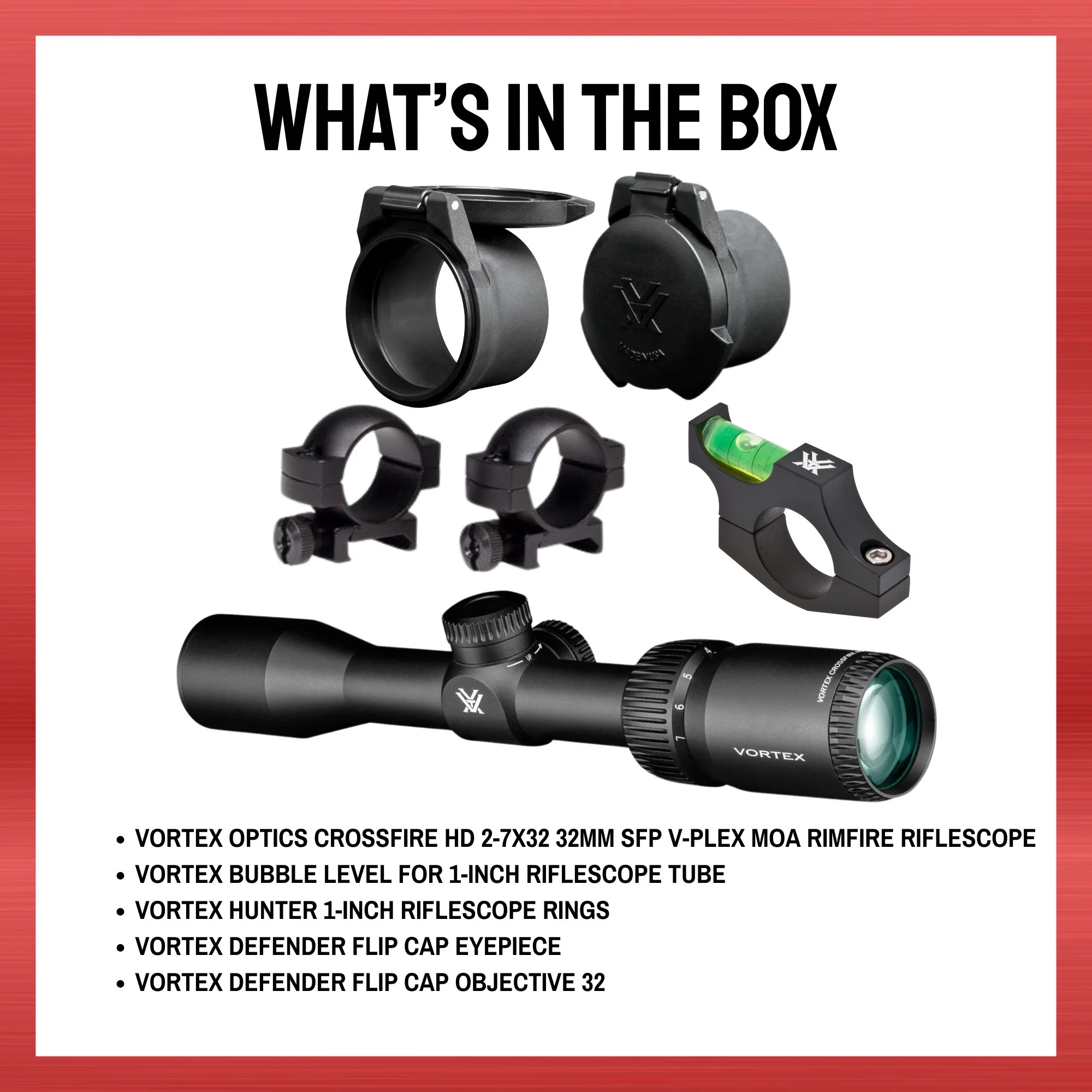 Vortex Optics Crossfire HD 2-7x32 SFP V-Plex MOA Rimfire Riflescope Bundle - Image 8