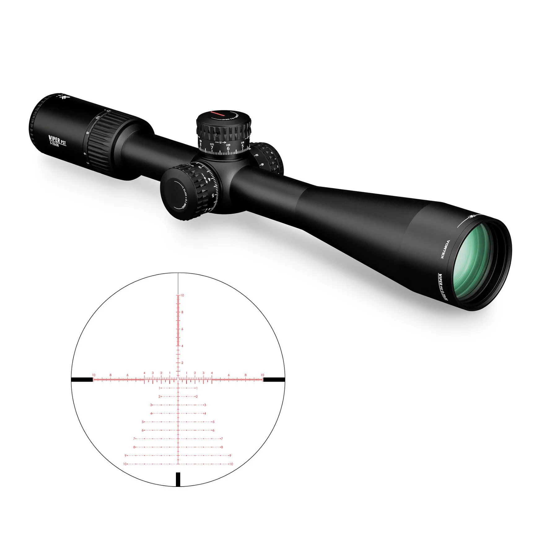 Vortex Viper PST Gen II 5-25x50 FFP Riflescope - EBR-7C MRAD Reticle and 30mm Riflescope Mount - Image 2