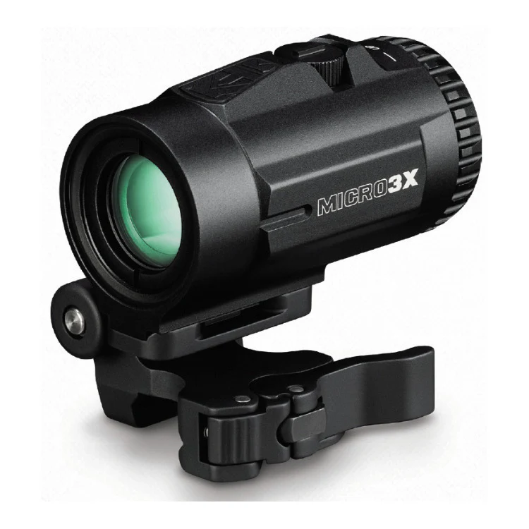 Vortex Micro3x Magnifier with Quick-Release Mount with Solar 2 MOA Red Dot and Hat (Black Camo) - Image 2