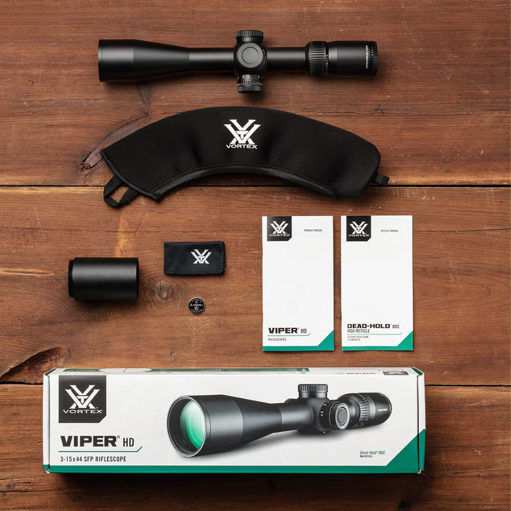 Vortex Viper HD 3-15x44 Dead-Hold Riflescope (BDC MOA Reticle) with 30mm Main Tube Bundle - Image 5