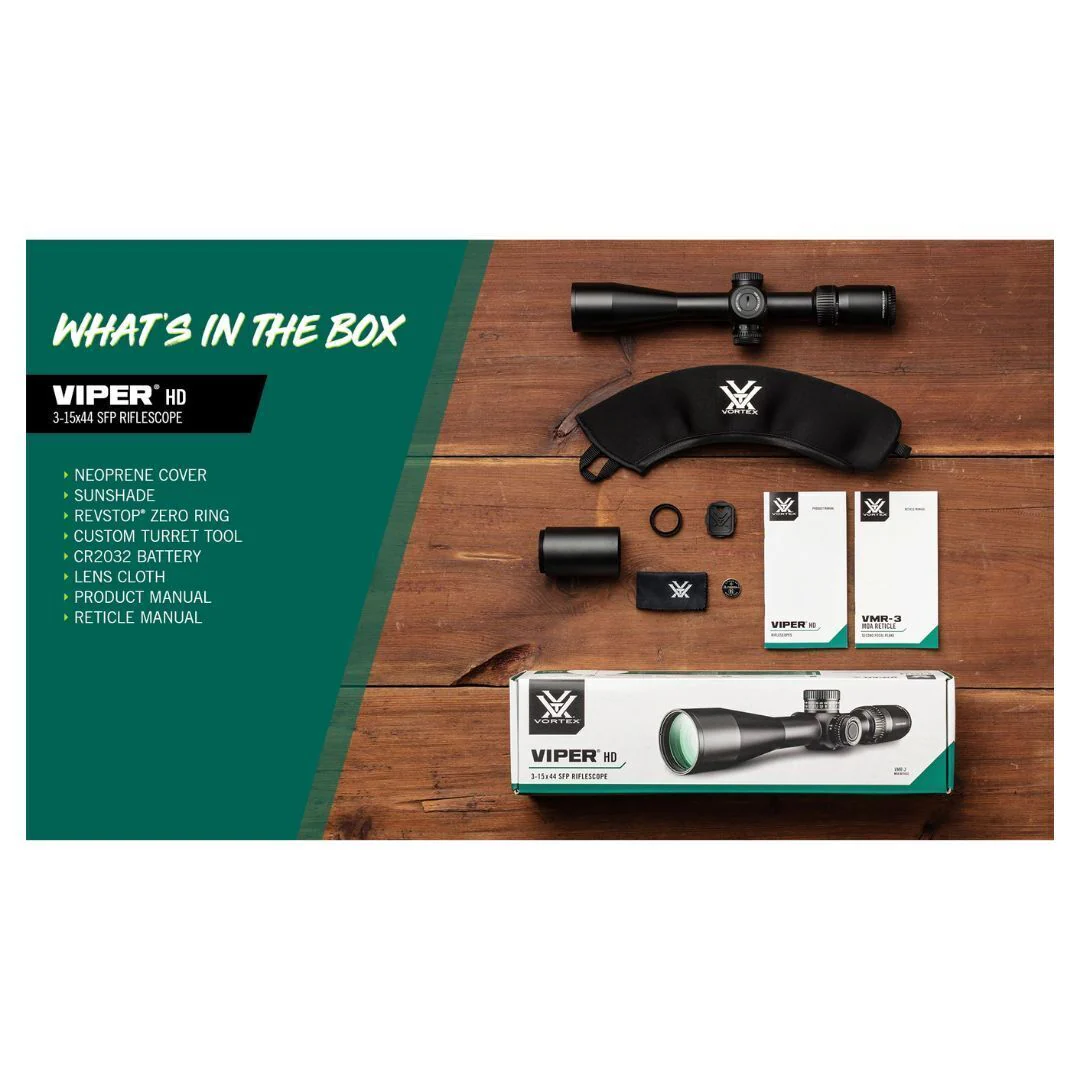 Vortex Viper HD 3-15x44 Riflescope (VMR-3 MOA Reticle) with 30mm Main Tube - Image 4