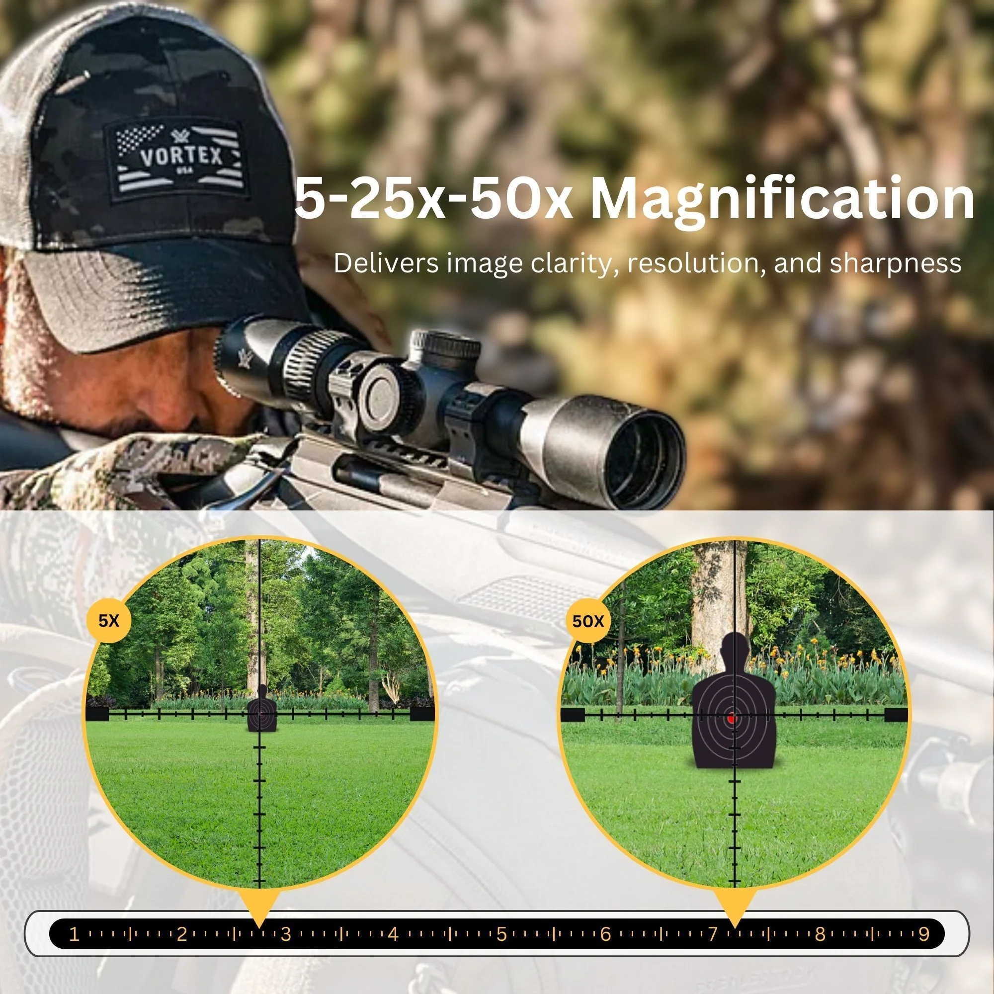 Vortex Viper HD 5-25x50 Dead-Hold Riflescope (VMR-3 MRAD Reticle) with Riflescope Rings Bundle - Image 3