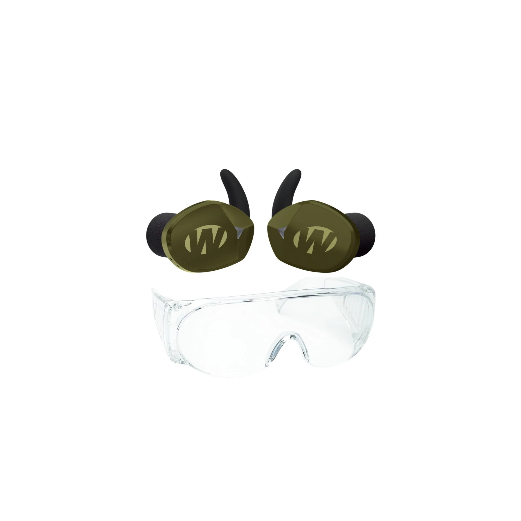 Walkers Silencer BT 2.0 Rechargeable Electronic Earbuds (Green) with Glasses