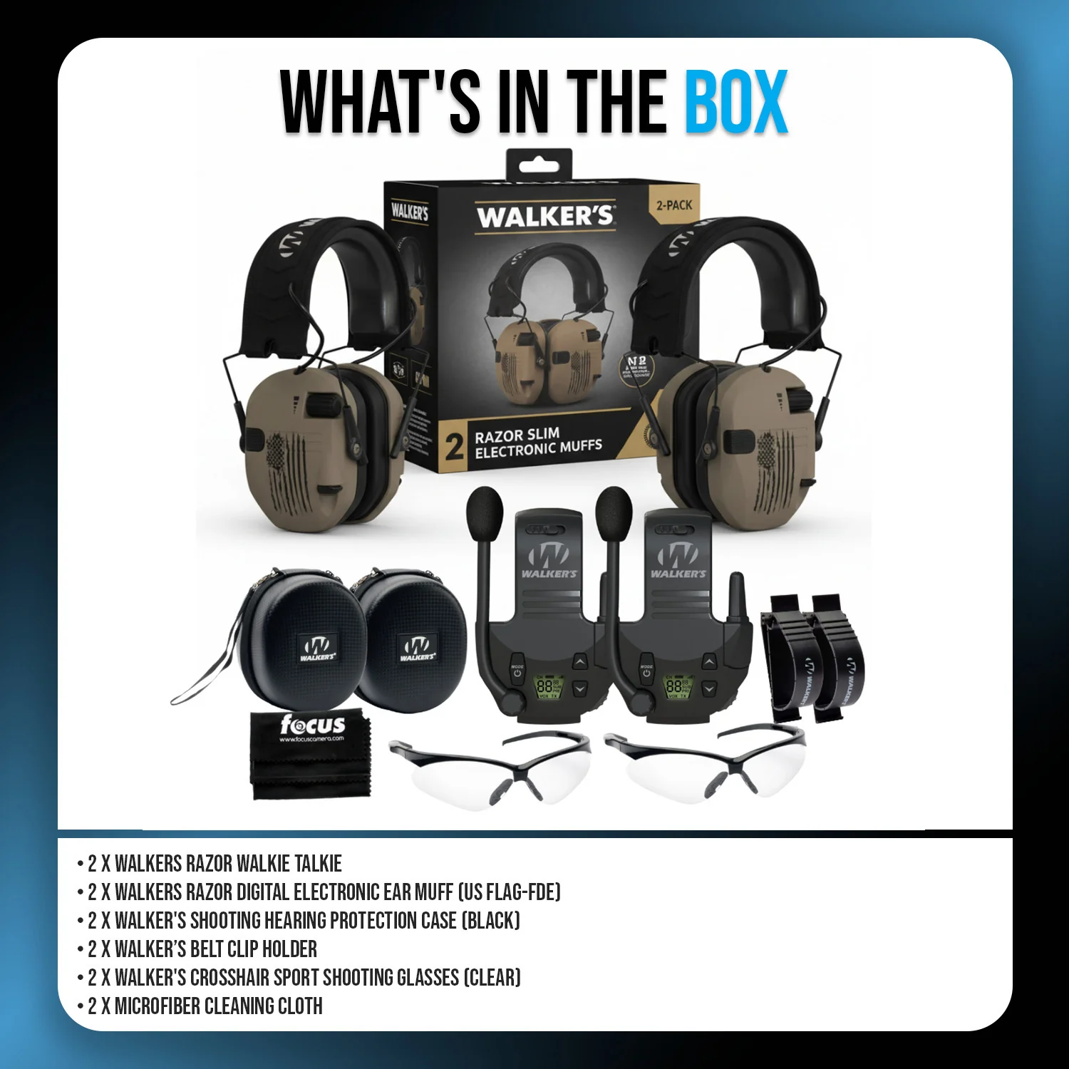 Walker's Razor Walkie Talkie Bundle with Ear Muff (US Flag-FDE) and Accessories - Image 6